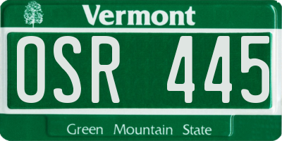 VT license plate OSR445