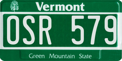 VT license plate OSR579