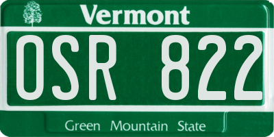 VT license plate OSR822