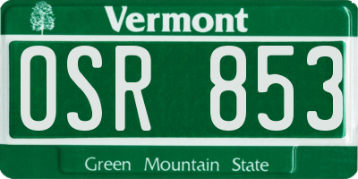 VT license plate OSR853