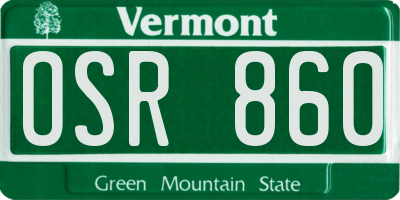 VT license plate OSR860