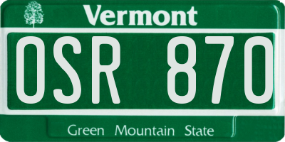 VT license plate OSR870