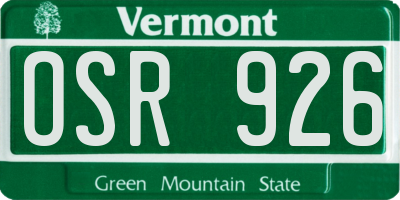 VT license plate OSR926