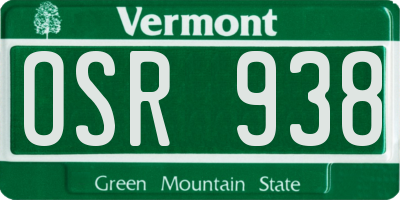 VT license plate OSR938