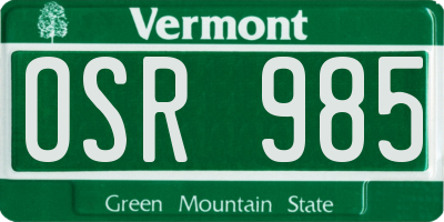 VT license plate OSR985