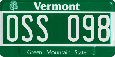 VT license plate OSS098
