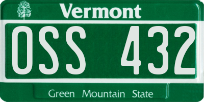VT license plate OSS432