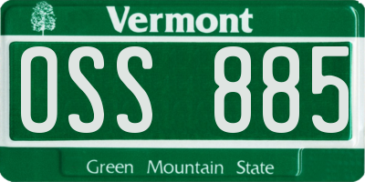 VT license plate OSS885