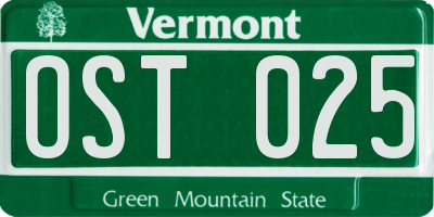 VT license plate OST025