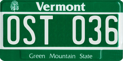 VT license plate OST036