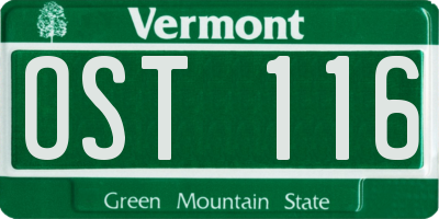 VT license plate OST116