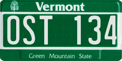 VT license plate OST134