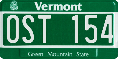 VT license plate OST154