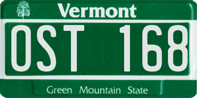 VT license plate OST168