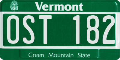 VT license plate OST182