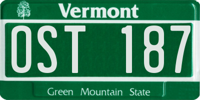 VT license plate OST187