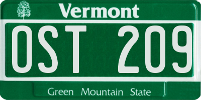 VT license plate OST209