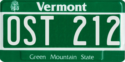 VT license plate OST212