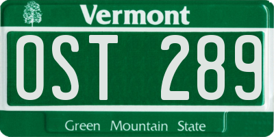 VT license plate OST289