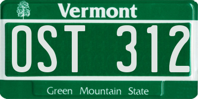 VT license plate OST312