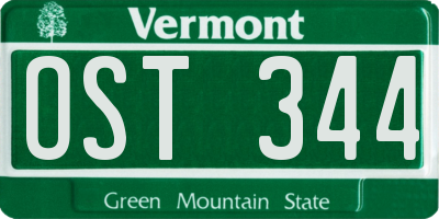 VT license plate OST344