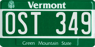 VT license plate OST349