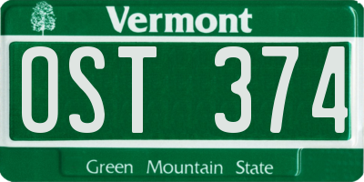 VT license plate OST374