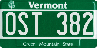 VT license plate OST382