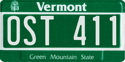 VT license plate OST411