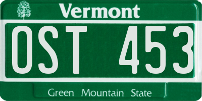 VT license plate OST453