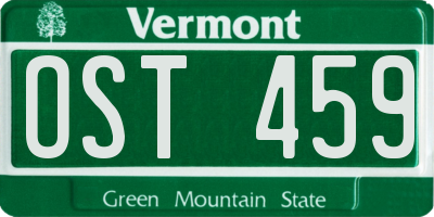 VT license plate OST459