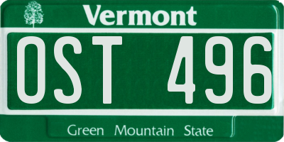 VT license plate OST496