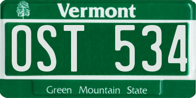 VT license plate OST534