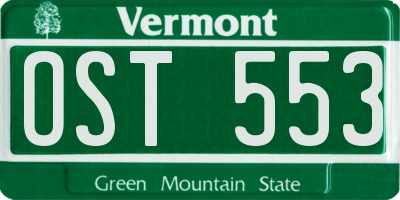 VT license plate OST553