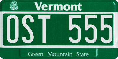 VT license plate OST555
