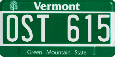 VT license plate OST615