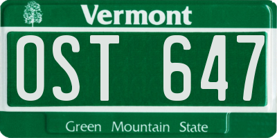 VT license plate OST647