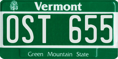 VT license plate OST655