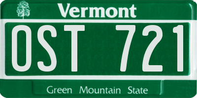 VT license plate OST721