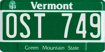 VT license plate OST749