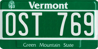 VT license plate OST769