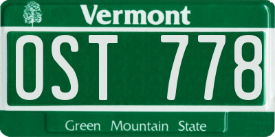 VT license plate OST778