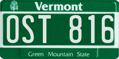 VT license plate OST816