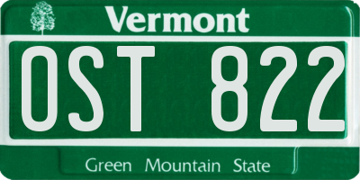 VT license plate OST822