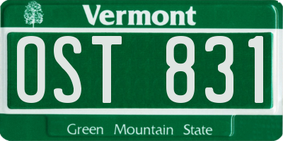 VT license plate OST831