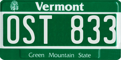 VT license plate OST833