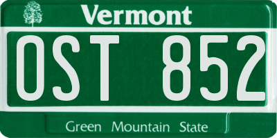 VT license plate OST852
