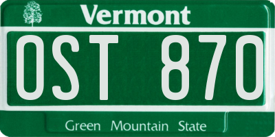 VT license plate OST870