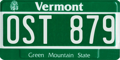 VT license plate OST879