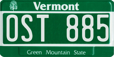 VT license plate OST885